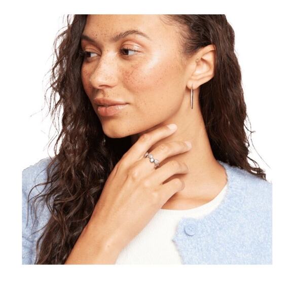 MARLYN SCHIFF Silver Disc Pave Adjustable Ring OS - Picture 4 of 6